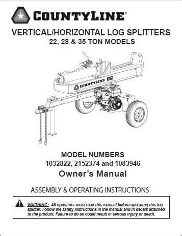countyline log splitter owners manuals