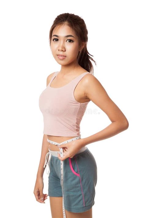 Asian Slim Girl With Measuring Tape Stock Image Image Of Girl Diet