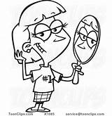 Mirror Drawing Cartoon Clipart Self Line Portrait Vainly Staring Lady Leishman Ron Protected Law Copyright May sketch template