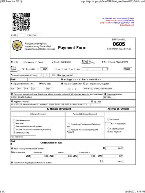 bir form    taxes payments