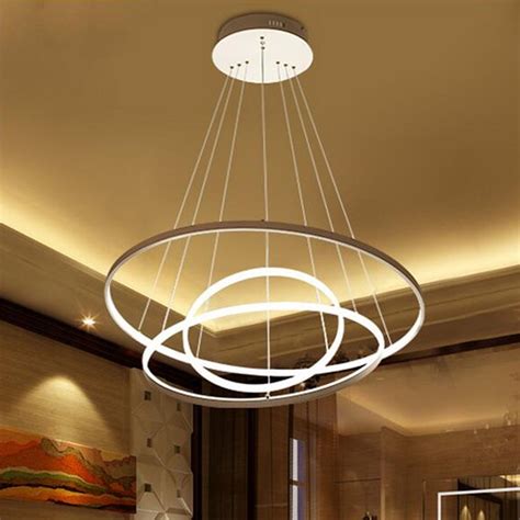modern circular ring pendant light acrylic aluminum led chandelier ceiling lamp ebay