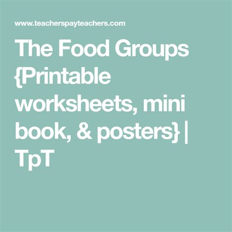 food groups worksheets mini book posters mini books