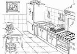 Cocina Para Colorear Dibujo Imprimir Kitchen Coloring Dibujos La Prepositions Casa Describe sketch template