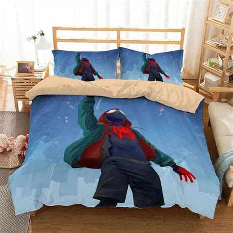 3d customize spider man into the spider verse bedding set duvet cover