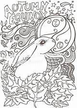Equinox Pages Mabon Colouring Autumn Moon Coloring Hare Adult Drawing Gazing Etsy Sold sketch template