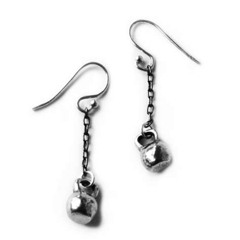 mini kettlebell earrings pewter fashletics  cute   mini kettlebell earrings