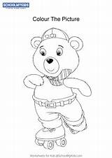 Worksheet Noddy Toyland Detective Tubby Skating Bear Coloring Pages Schoolmykids Craft sketch template