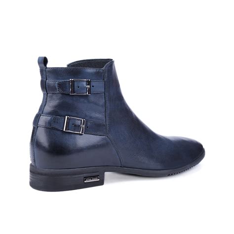 double strap ankle boot navy blue euro  gino rossi touch  modern