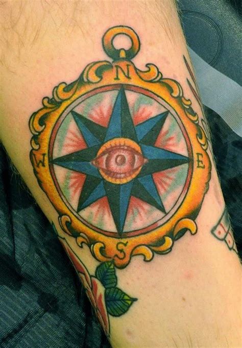 100 Awesome Compass Tattoo Designs Cuded Traditional Compass Tattoo