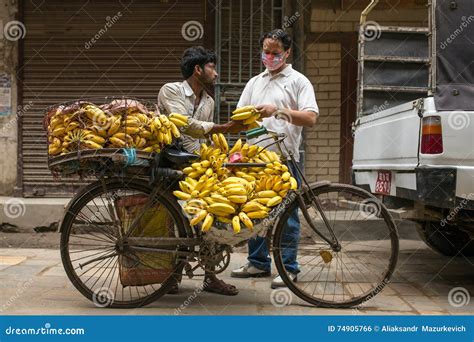 Unidentified Banana Seller On The Streets Of Kathmandu Nepal