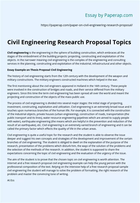 civil engineering research proposal topics thesis essay