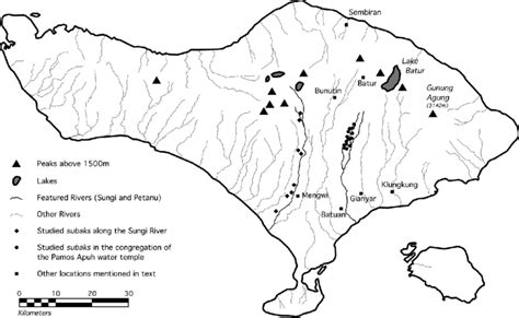 map  bali showing sungi river  pamos apuh subak irrigation