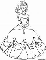 Coloring Princess Pages Dress Gown Ball Printable Print Drawing sketch template