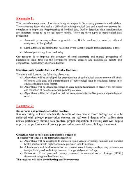 sample thesis proposal objective examples    research