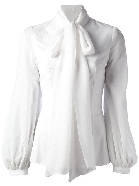 lyst dondup pussy bow blouse in white