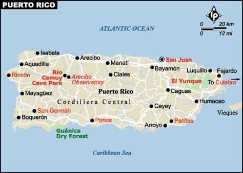 puerto rico map caribbean country map  puerto rico