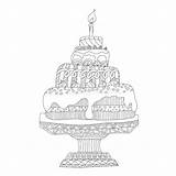 Coloring Cake Book Preview Illustration sketch template