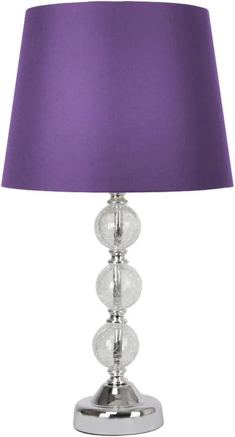 Modern Chrome And Crackle Glass Ball Touch Table Lamp With Purple Faux