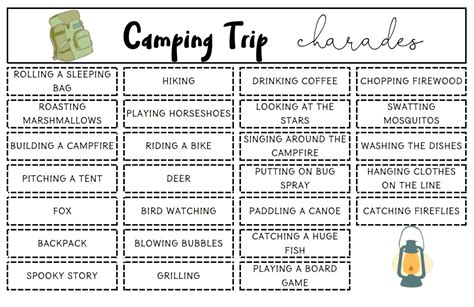 printable camping trip charades game