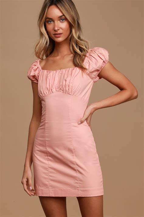 Chic Light Pink Dress Mini Dress Short Sleeve Dress Lulus