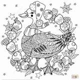 Coloring Christmas Zentangle Goose Printable Pages Doodle Apples Hat Supercoloring Duck Vector Funny Tree Navidad Color Animals Visit sketch template