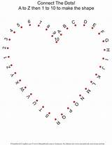 Coloring Connect Dots Dot Valentine Heart Pages Worksheets Kids Holiday Shapes Print sketch template