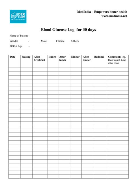 blood sugar log   documents   word  excel