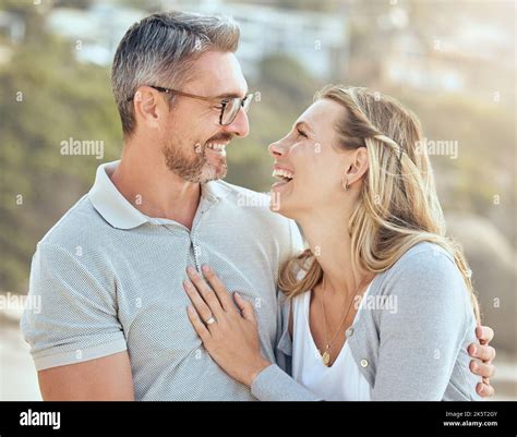 Happy And Loving Mature Caucasian Couple Enjoying A Romantic Date At