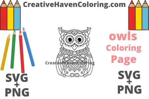 owl coloring page  graphic  creativehavencoloring creative