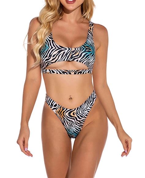 Zebra Stripe Sexy Funky Bikini Set