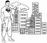 Coloring Superboy Skyscraper Scene Pages sketch template