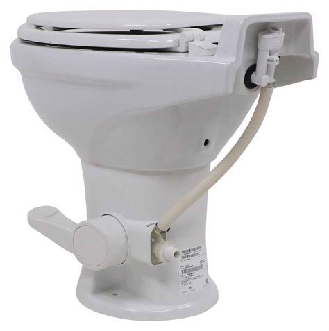dometic  full timer rv toilet standard height elongated bowl white ceramic dometic rv