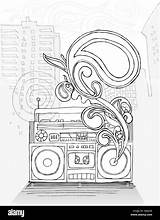 Boombox Drawing Scape Line Front City Stock Alamy sketch template