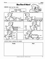 Push Pull Worksheets Kindergarten Science Worksheet Motion Grade Move Force Coloring Kids Activities 1st Pages Kinder Objects Forces Pulls Pdf sketch template