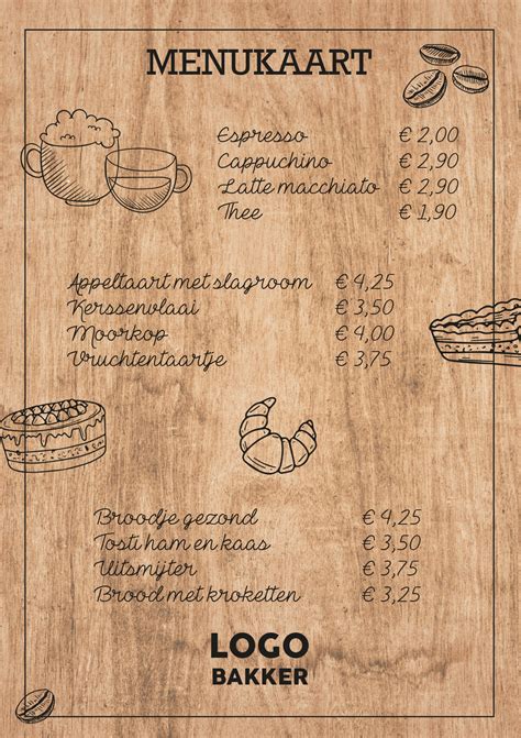 menukaart koffie houtlook buro mc