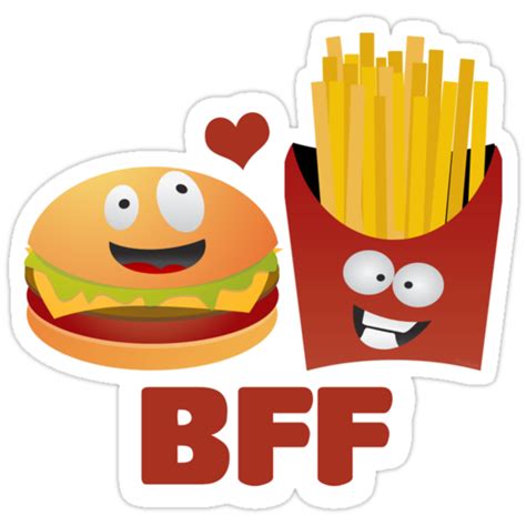 bff best friends forever burger and fries stickers by