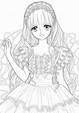 Anime Coloring Girl Pages Hair Long Wonder Print Ages sketch template
