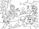 Bataille Coloriage Jouent Snowball Invierno Jugando Nieve Hiver Verbos Bolas Paracolorear Chicos Schnee Raskrasil sketch template