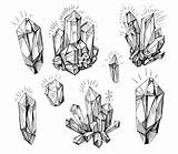 Crystals Gezeichnet Vektor Kristalle Satz Vektorillustration sketch template