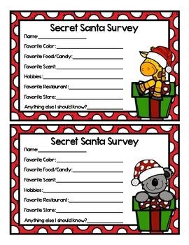 secret santa survey  speditorials teachers pay teachers