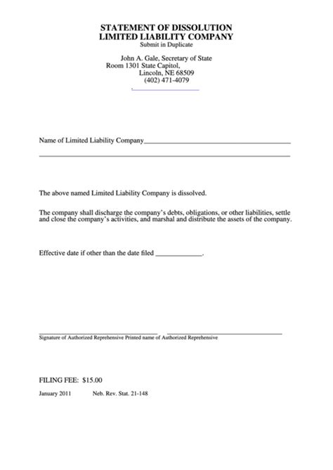 fillable statement  dissolution   limited liability company