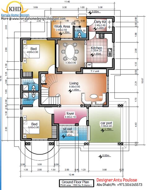 home plan  elevation  sq ft kerala home design  floor plans  dream houses