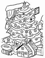 Kerstboom Kleurplaat Woonkamer Kleurplaten Kerst Kerstmis Dennenboom Versierd Boom sketch template