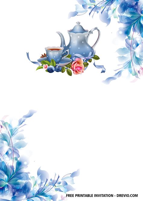 floral tea party invitation templates drevio