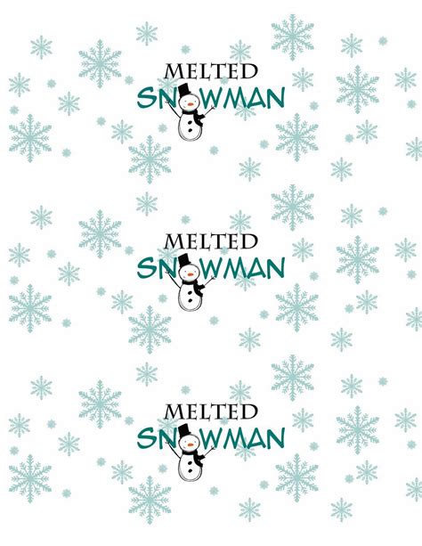 melted snowman water bottle labels melted snowman printable snowman