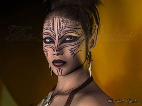 Facial Tattoos Male Portrait Goddess Warrior Portrait