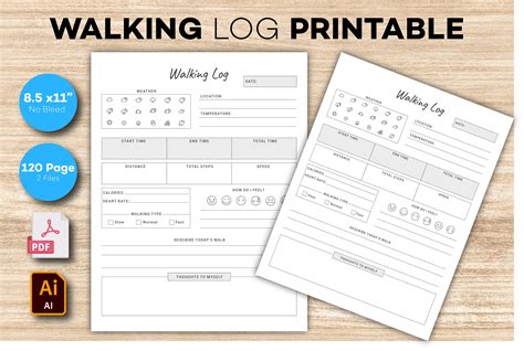 walking log printable steps tracker afbeelding door rakibs creative