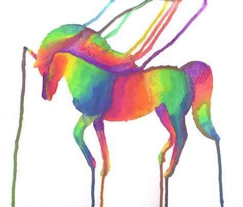 Art Colorful Painting Rainbow Unicorn Watercolor Image 51146 On