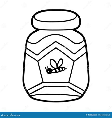 coloring book jar  honey stock vector illustration  activity