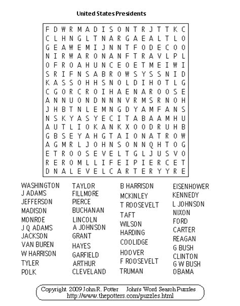 top  presidents day word search puzzles